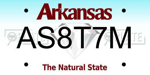 AS8T7M Arkansas License Plate
