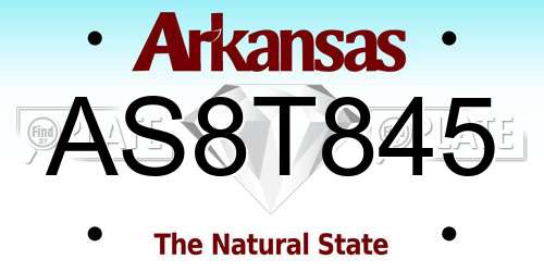 AS8T845 Arkansas License Plate