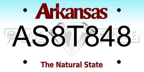 AS8T848 Arkansas License Plate