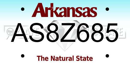 AS8Z685 Arkansas License Plate