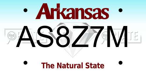 AS8Z7M Arkansas License Plate