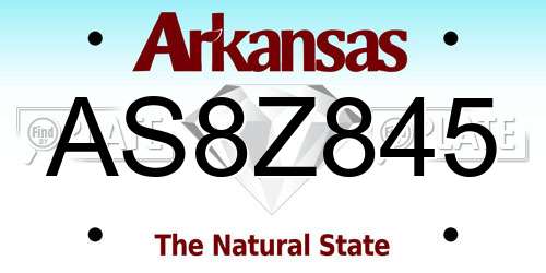 AS8Z845 Arkansas License Plate