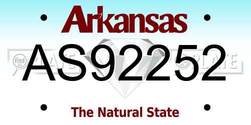AS92252 Arkansas License Plate