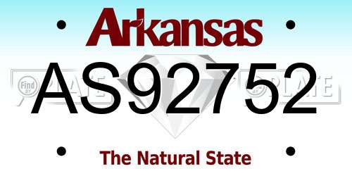 AS92752 Arkansas License Plate