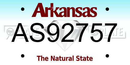 AS92757 Arkansas License Plate