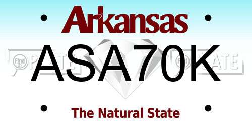 ASA70K Arkansas License Plate