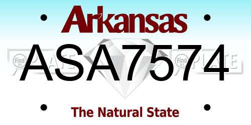 ASA7574 Arkansas License Plate