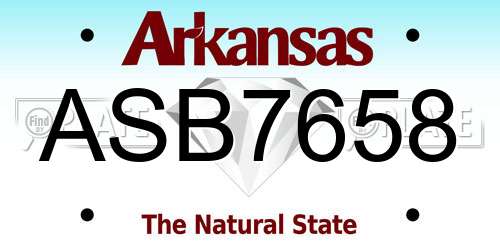 ASB7658 Arkansas License Plate