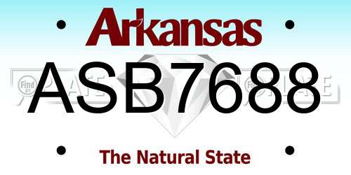 ASB7688 Arkansas License Plate