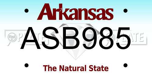 ASB985 Arkansas License Plate