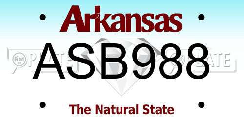 ASB988 Arkansas License Plate