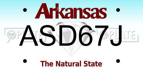ASD67J Arkansas License Plate