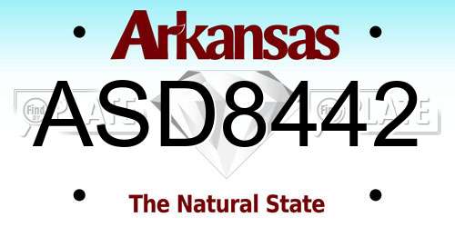 ASD8442 Arkansas License Plate