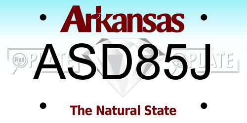 ASD85J Arkansas License Plate