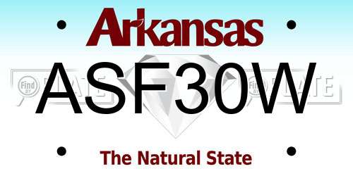 ASF30W Arkansas License Plate