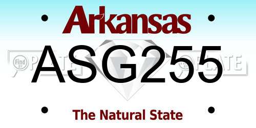 ASG255 Arkansas License Plate