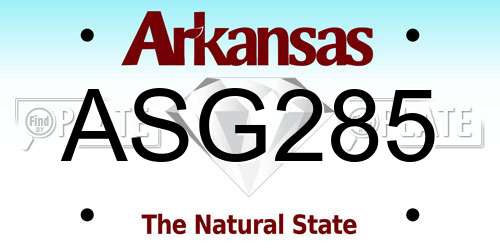 ASG285 Arkansas License Plate