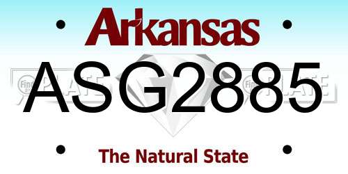 ASG2885 Arkansas License Plate
