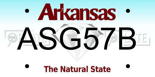 ASG57B Arkansas License Plate