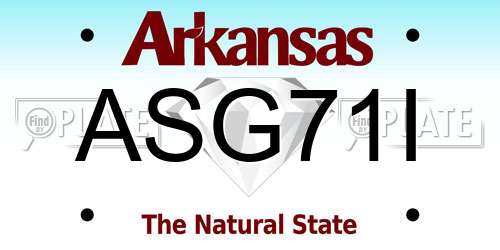 ASG71I Arkansas License Plate