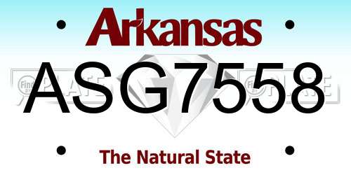 ASG7558 Arkansas License Plate