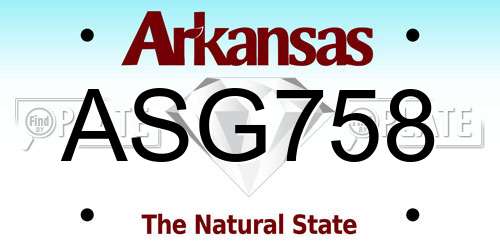 ASG758 Arkansas License Plate