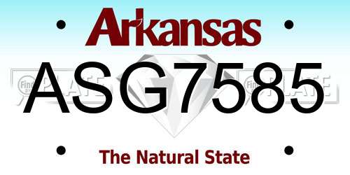 ASG7585 Arkansas License Plate