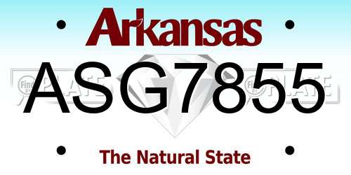 ASG7855 Arkansas License Plate