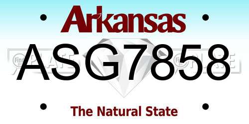 ASG7858 Arkansas License Plate