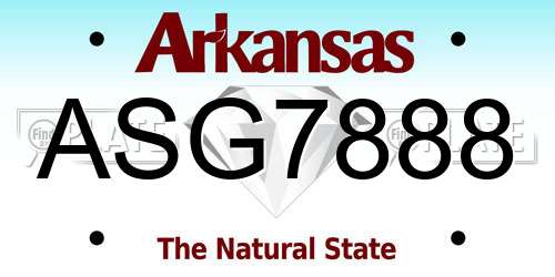 ASG7888 Arkansas License Plate