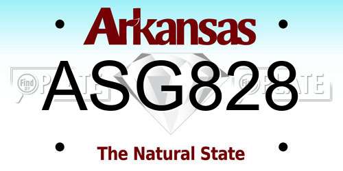 ASG828 Arkansas License Plate