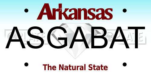 ASGABAT Arkansas License Plate