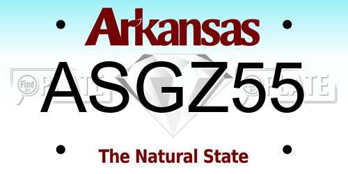 ASGZ55 Arkansas License Plate