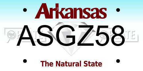 ASGZ58 Arkansas License Plate