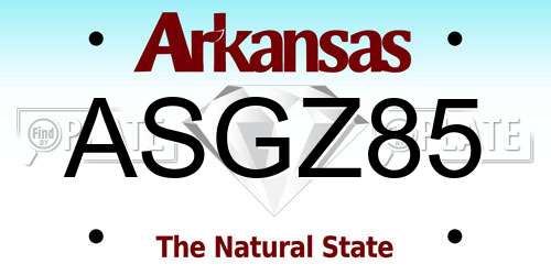 ASGZ85 Arkansas License Plate