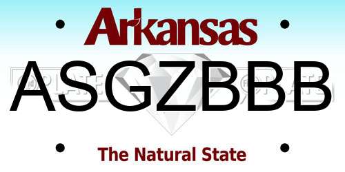ASGZBBB Arkansas License Plate