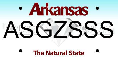 ASGZSSS Arkansas License Plate