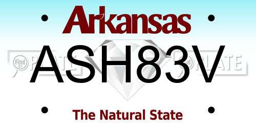 ASH83V Arkansas License Plate