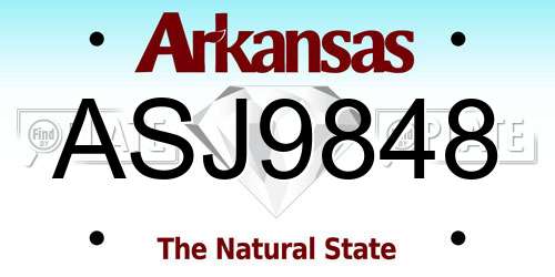 ASJ9848 Arkansas License Plate