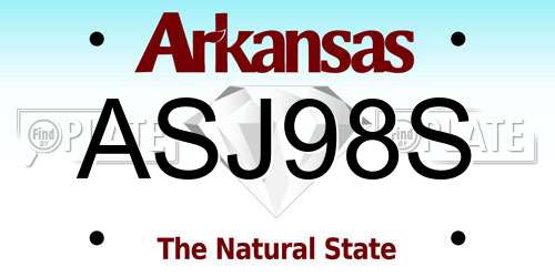 ASJ98S Arkansas License Plate