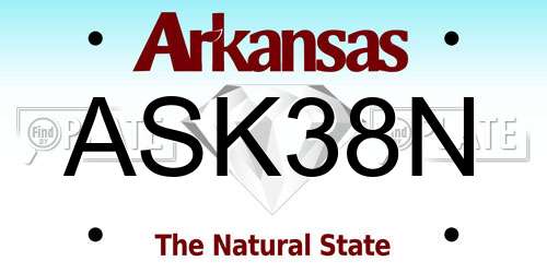 ASK38N Arkansas License Plate