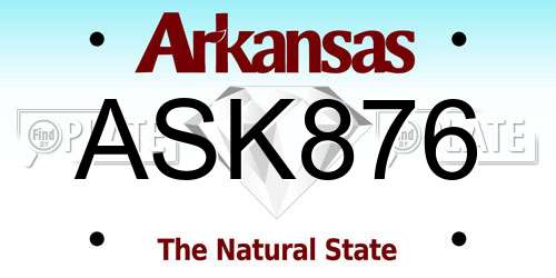 ASK876 Arkansas License Plate