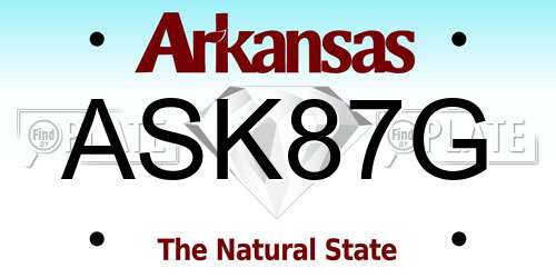 ASK87G Arkansas License Plate