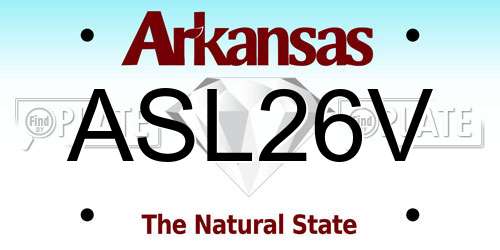 ASL26V Arkansas License Plate