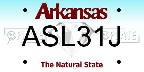 ASL31J Arkansas License Plate