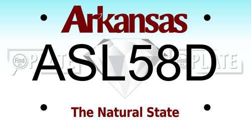 ASL58D Arkansas License Plate