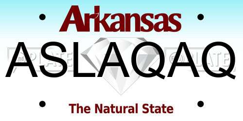 ASLAQAQ Arkansas License Plate