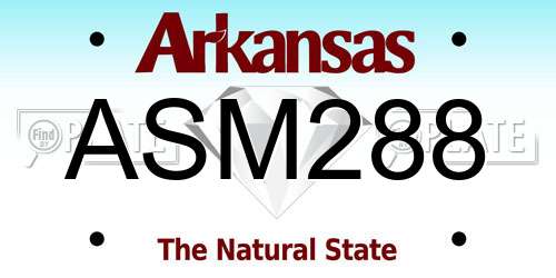 ASM288 Arkansas License Plate