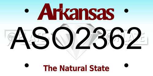 ASO2362 Arkansas License Plate
