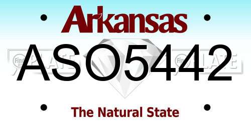 ASO5442 Arkansas License Plate